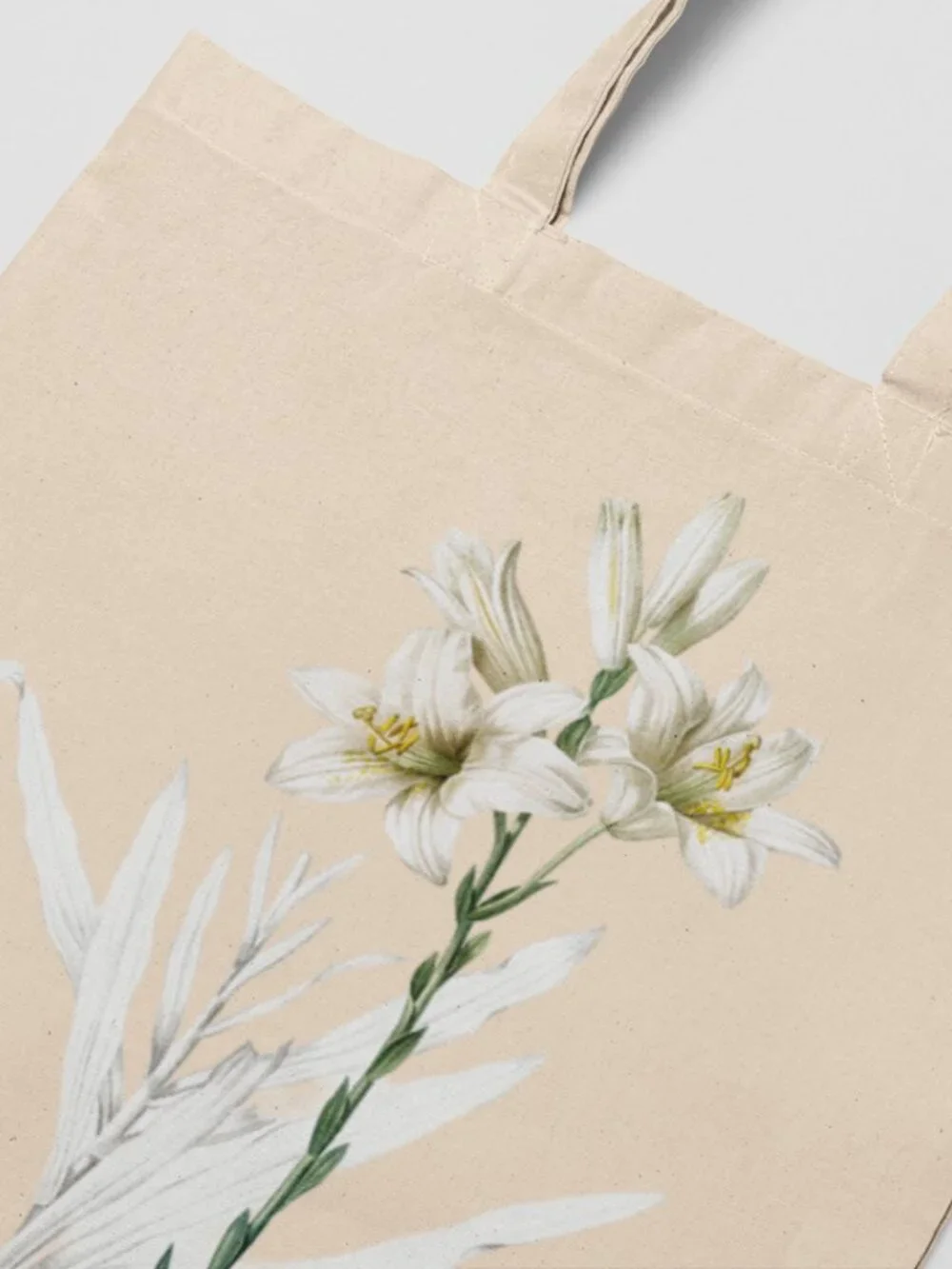 Madonna Lily Vintage Floral Print Graphic Canvas Tote Bag